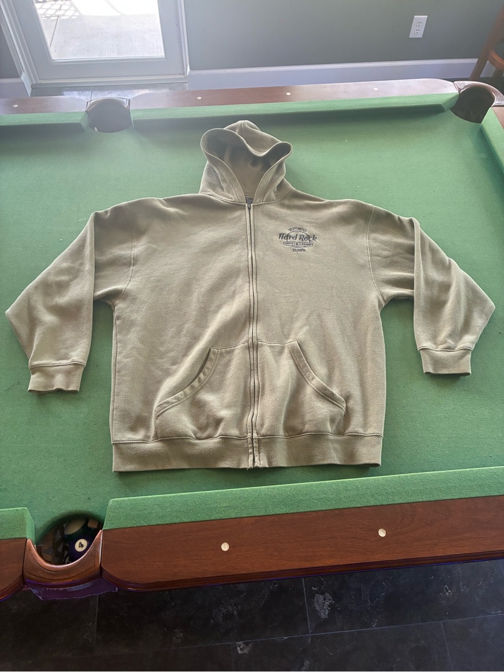 Rare Seminole Hard Rock Hotel Tampa Hoodie XL Vintage Olive Green Zip Up